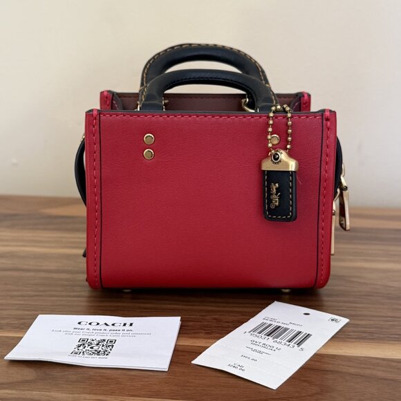 COACH Rogue Bag 12 In Colorblock CC482 NWT/NWOT leather red - Picture 10 of 13